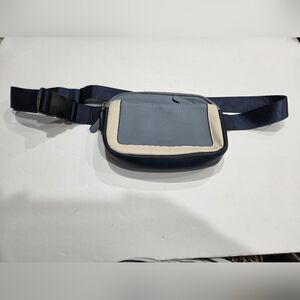 Cluci Navy and Light Blue Leather Belt Bag